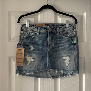 Silver Jeans Blue Distressed Mini Skirt